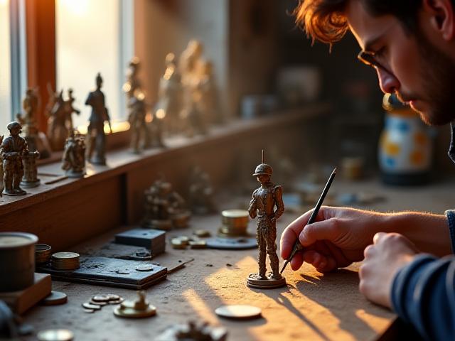 Wafel Ołtarzewski przy pracy nad miniaturą